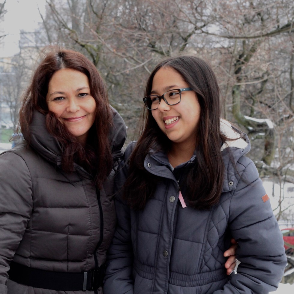 Marta Reprezas and daughter in Helsinki